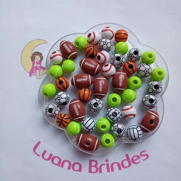 Bolinha Esporte Acrilica Passante 12mm Pct 30 Unidades