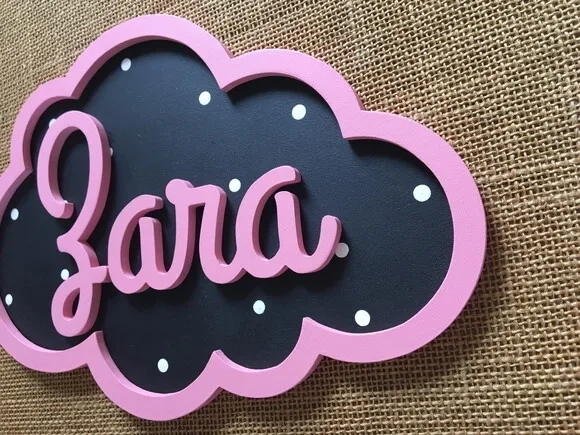 PORTA DE MATERNIDADE NUVEM COM NOME