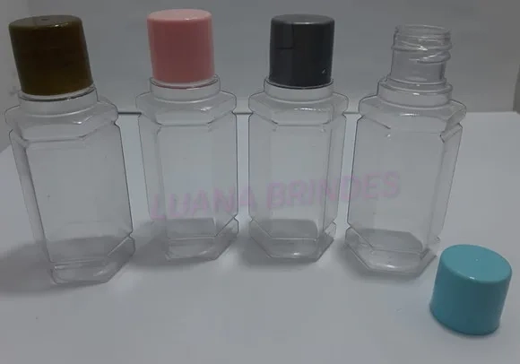 Frasco Facetado Pvc 30ml C/tampas Coloridas-pct C/10 Unid