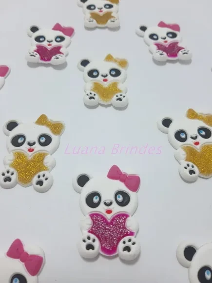Aplique de Pandinha emborrachado - pct com 10 unidades