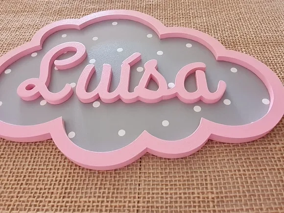 PORTA DE MATERNIDADE NUVEM COM NOME