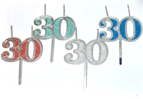 Velas 30 Anos Prata Acrílico Pavio Magico - 1 Peça