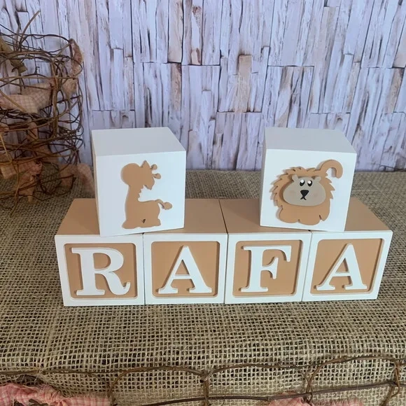 Cubos Personalizados para Decoração de quarto de Bebê - Tema Safari