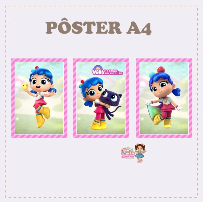 Kit Festa Só Um Bolinho VERA E O ARCO IRIS - Decoração de Festa