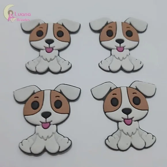 Aplique Cachorro Sentado de borracha - pct c/7 unidades