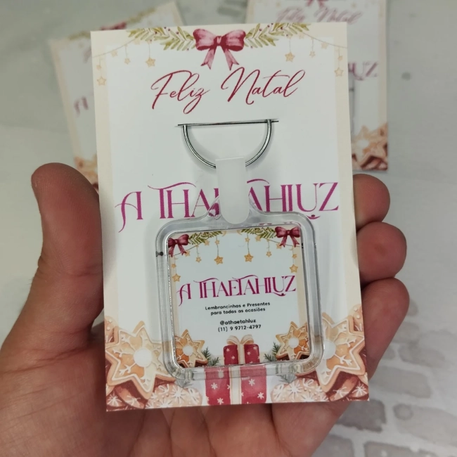 20 Unidades - Lembrancinhas Chaveiro de Natal Personalizado - Mimo de Natal