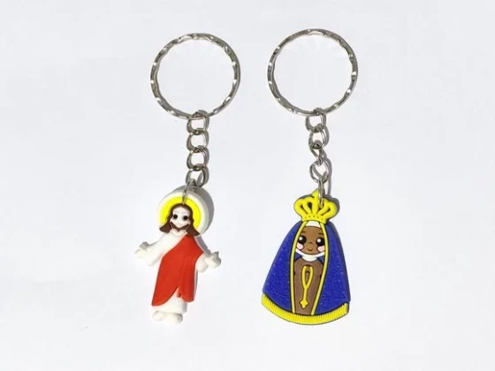 Chaveiro N.s.r Aparecida e Jesus Cristo Pacote com 6 Unidade