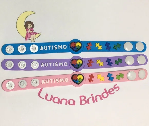 Pulseira Adulto Modelo Autismo 22cm Emborrachado Pct 3 Unids