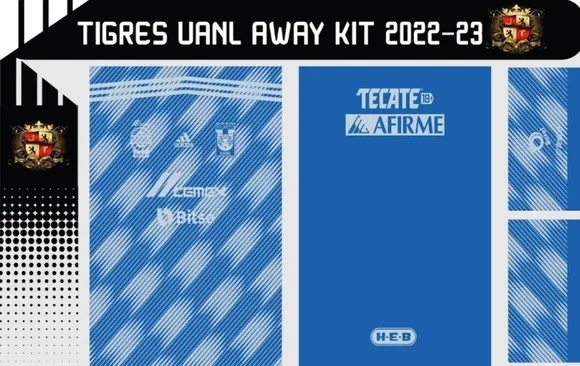 Vetor Da Camisa Tigres Uanl Away Kit 2022-23