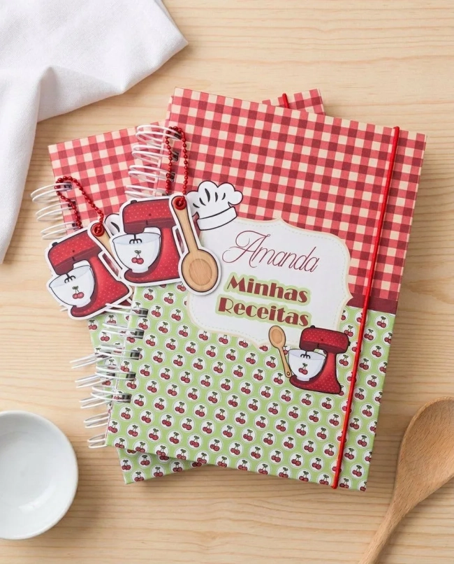 Caderno de Receitas Personaliz + Divisórias + Acessórios