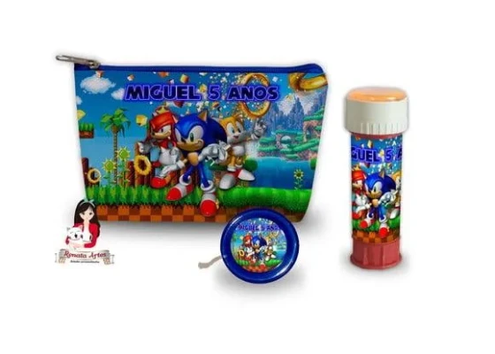 Necessaire com Ioiô e Bolhas de Sabão Sonic