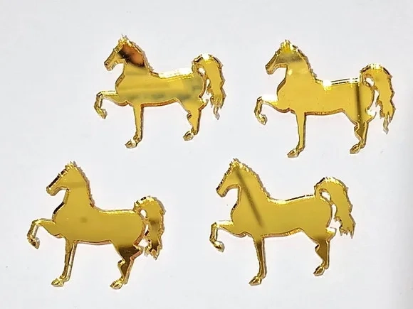 Aplique Cavalo Acrílico Espelhado Pacote com 10 Unidades