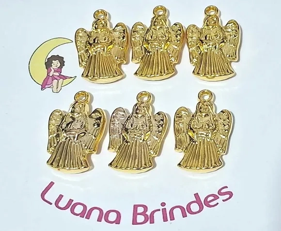 Pingente Anjo Dourado Abs Pacote com 20 Unidades