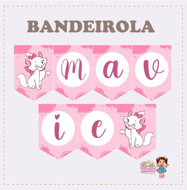 Kit Festa Só Um Bolinho GATINHA MARIE - Decoração de Festa