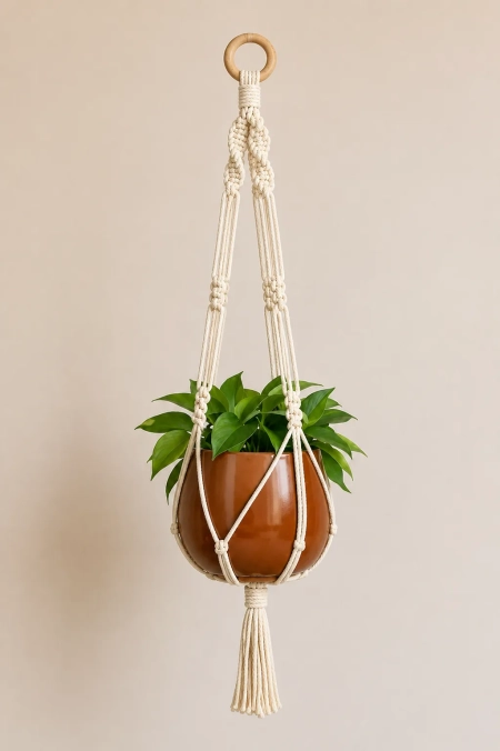Suporte para Plantas em Macramê Feito à Mão | Decoração Boho para Casa