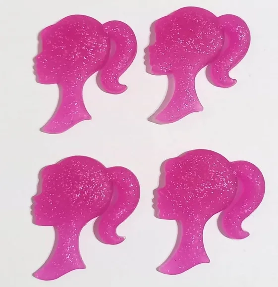 Aplique Silhueta Barbie com Glitter Emborrachado -6 Peças