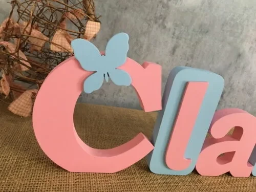 Letras de MDF -Nomes Blocos Borboleta