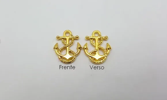 Pingente de Âncora em Metal Dourado de 2,3cm Pct 15 Unidades