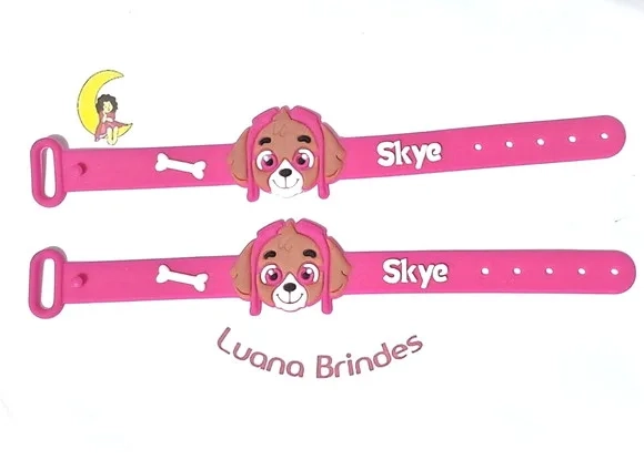Pulseira Patrulha Canina Emborrachada 19cm Pacotes C/4 Peças