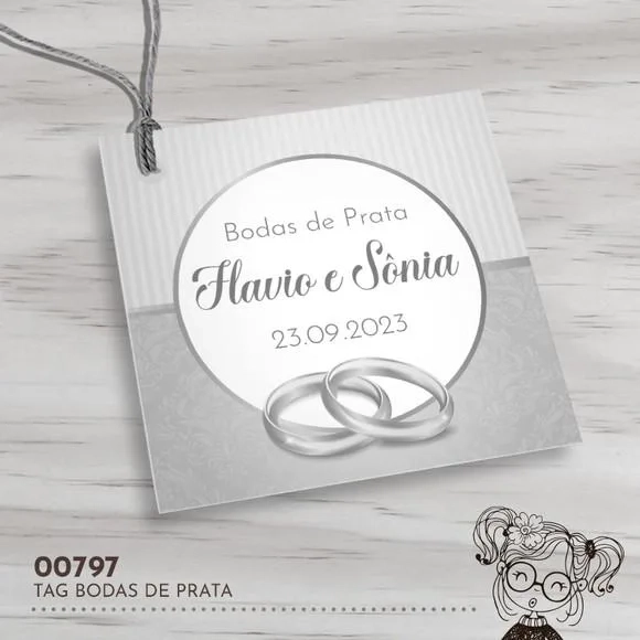 Tag Quadrada Bodas de Prata - 00797