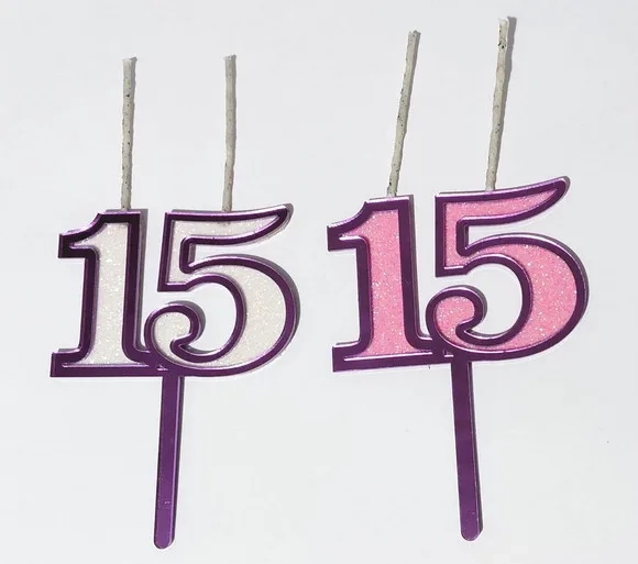 Velas 15 Anos Lilás Acrílico Pavio Magico Pacote com 1 Peça
