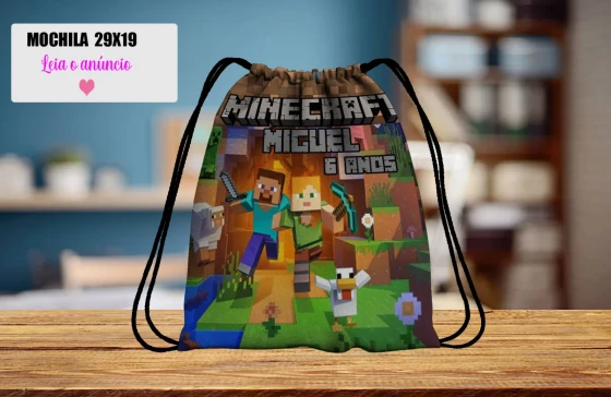 Mochilinha personalizada para lembrancinhado do Minecraft