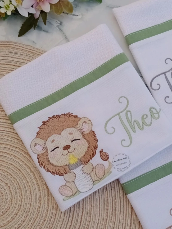 Kit Fraldas Personalizadas com Nome Bordado para Bebê, Enxoval Completo com Fraldas de Boca