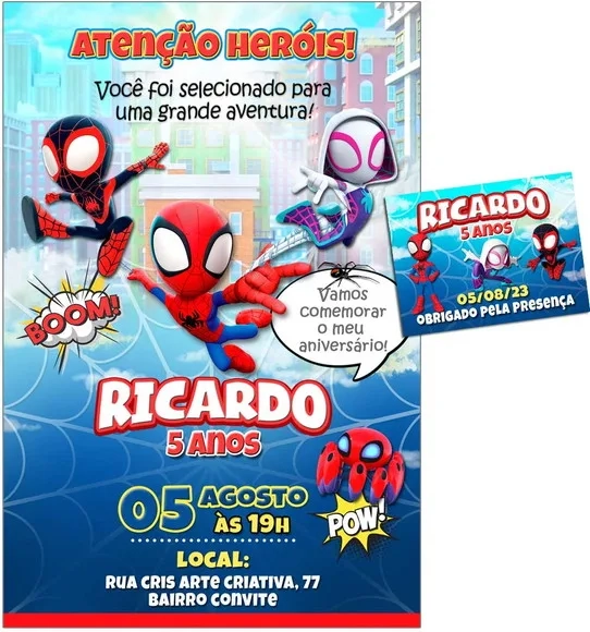 Convite Digital C/tag Homem Aranha Aranhaverso Baby