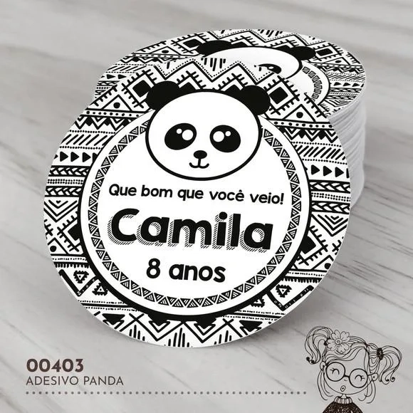 Adesivo Redondo Panda - 00403
