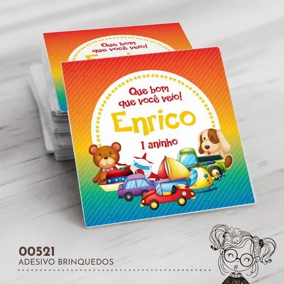 Adesivo Quadrado Brinquedos - 00521