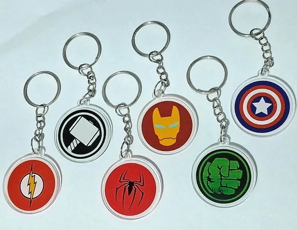 Chaveiro Símbolos Heróis Marvel Acrílico Pct C/6 Unidades