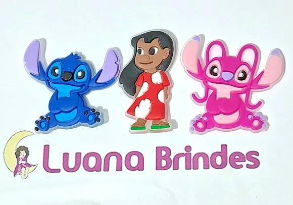 Aplique Lilo & Stitch e Angel Emborrachado Pacote C/6 Peças