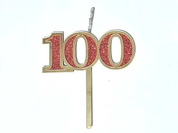 Velas 100 Anos de Acrilico Dourado com Pavio Magico - 1 Peça