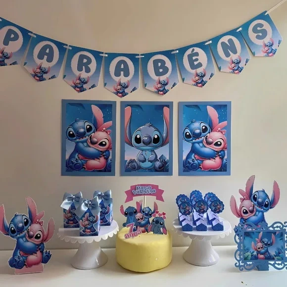 Kit Mesversário Stitch Personalizados - Só Um Bolinho