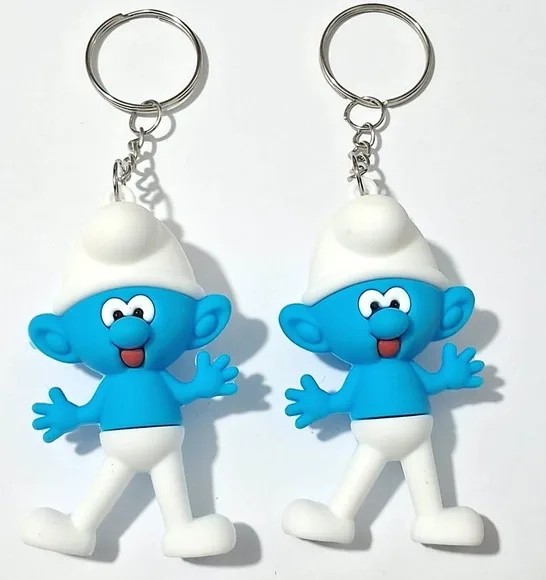 Chaveiros Smurf Emborrachado Pacote com 5 Unidades
