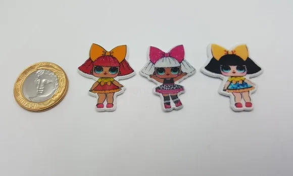 Kit Apliques das Bonecas Lol em Acrílico- 5 Unidades