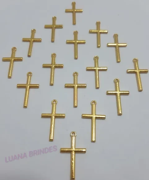 Pingente Cruz De Metal Dourado - Pct 12 Unid