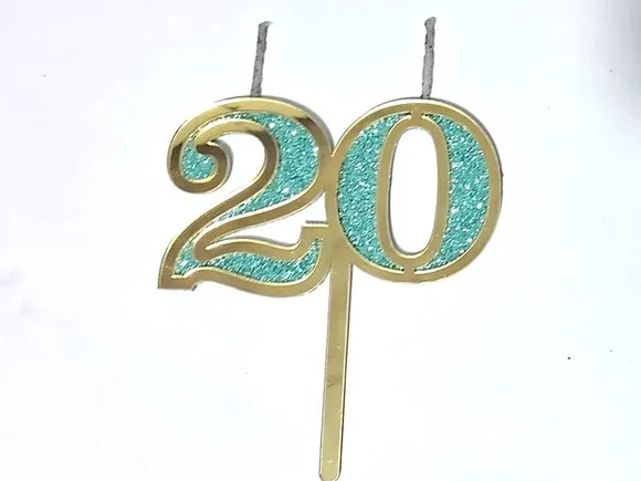 Velas 20 Anos Dourado Acrílico Pavio Magico - 1 Peça