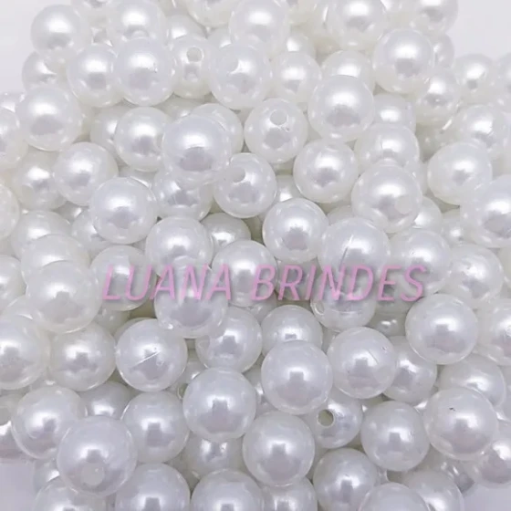 Pérolas Lisa Branca - 12mm - pct c/ 50 unidades