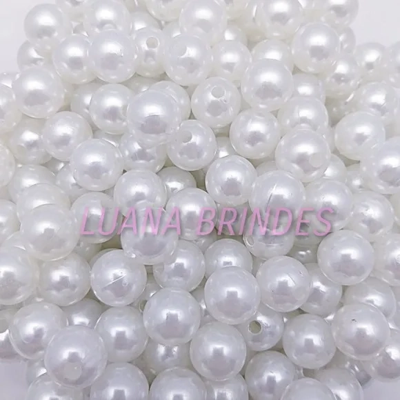 Pérolas Lisa Branca - 12mm - pct c/ 50 unidades