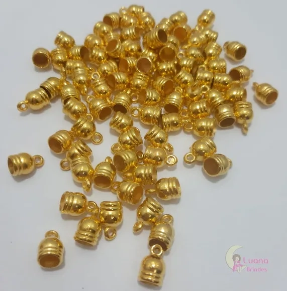 Terminal Redondo De Metal Dourado - Pct C/10 Unid