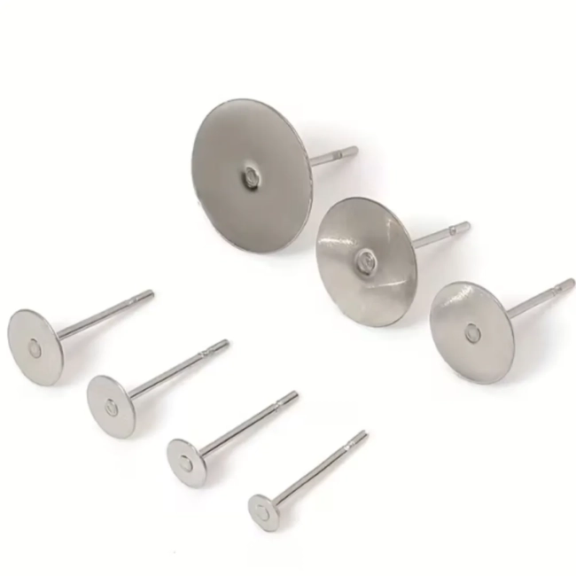 Base Brinco Pino Aço Inoxidável com Tarraxas - Para Montagem de Bijuterias e Jóias ( 20 pares)