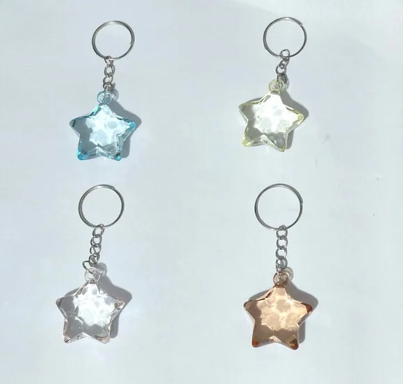 Chaveiro Estrela de Acrílico 3,5cm Pacote com 10 Unidades