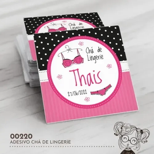 Adesivo Quadrado Chá de Lingerie - 00220