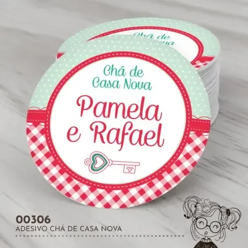 Adesivo Redondo Chá de Casa Nova - 00306