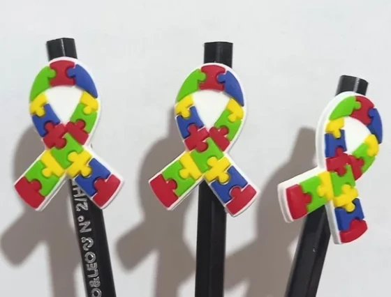 Lápis C/ponteira Laço Símbolo Autismo - 6 Unidades