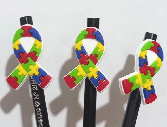 Lápis C/ponteira Laço Símbolo Autismo - 6 Unidades