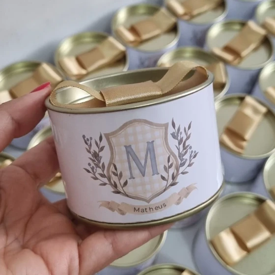 Lembrancinha maternidade tubolata 5x7 Tampa Metalizada Dourada