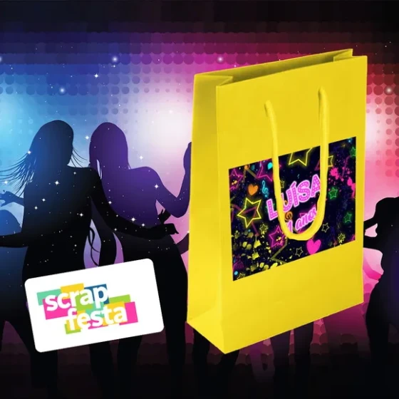 Sacolinha Papel Personalizada Festa Aniversário Balada Neon