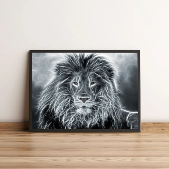 Quadro Leão Em Preto e Branco 127